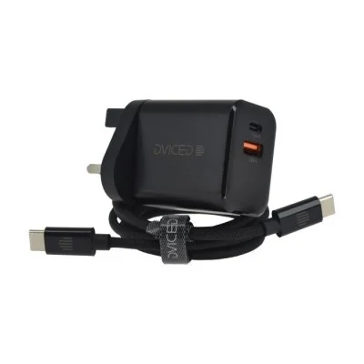 Dviced Wall charger, cable 35W GaN 1 USB-A 1 USB-C UK black